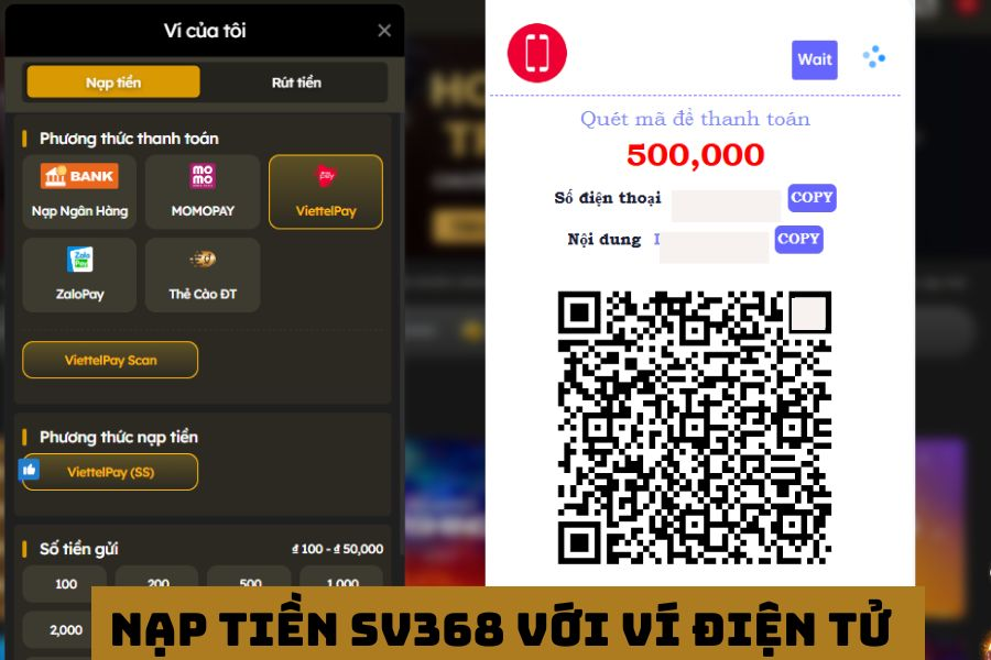 Hướng dẫn nạp tiền SV368 nhanh chóng, dễ hiểu 6 Nạp tiền SV368 với ví điện tử